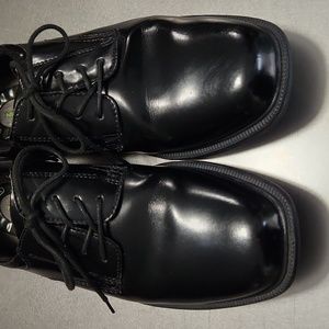 Nunn Bush Men's KORE Plain Toe Leather Oxford Shoes, Shiny Black